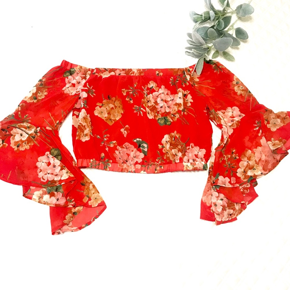 Bell Sleeve Crop Top